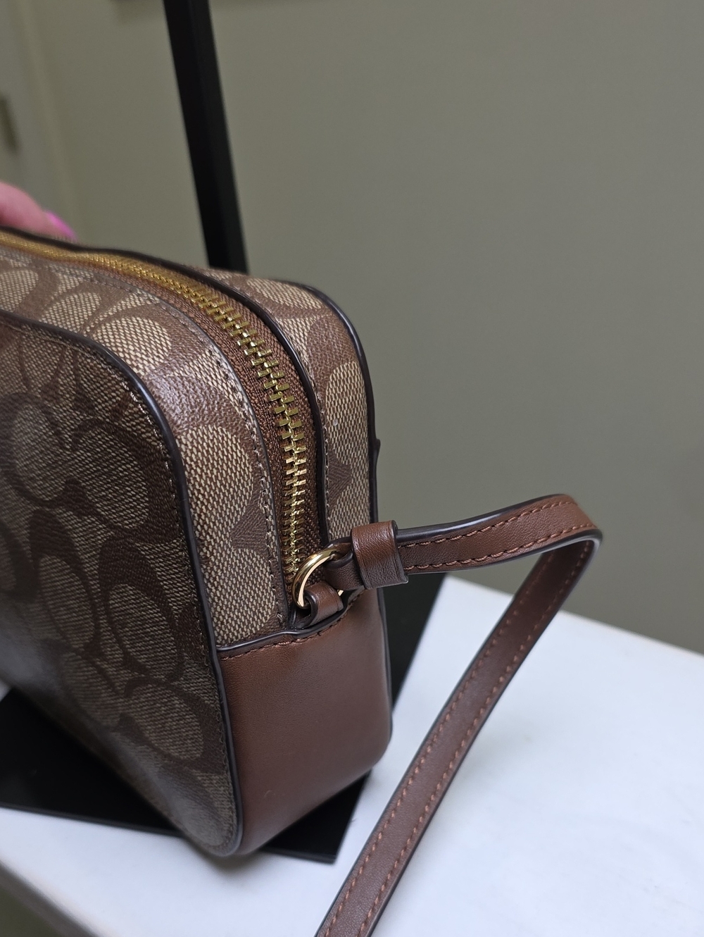 COACH 91677 Mini Camera Bag in Khaki Signature Print Goldtone Hardware Like New - Picture 7 of 16